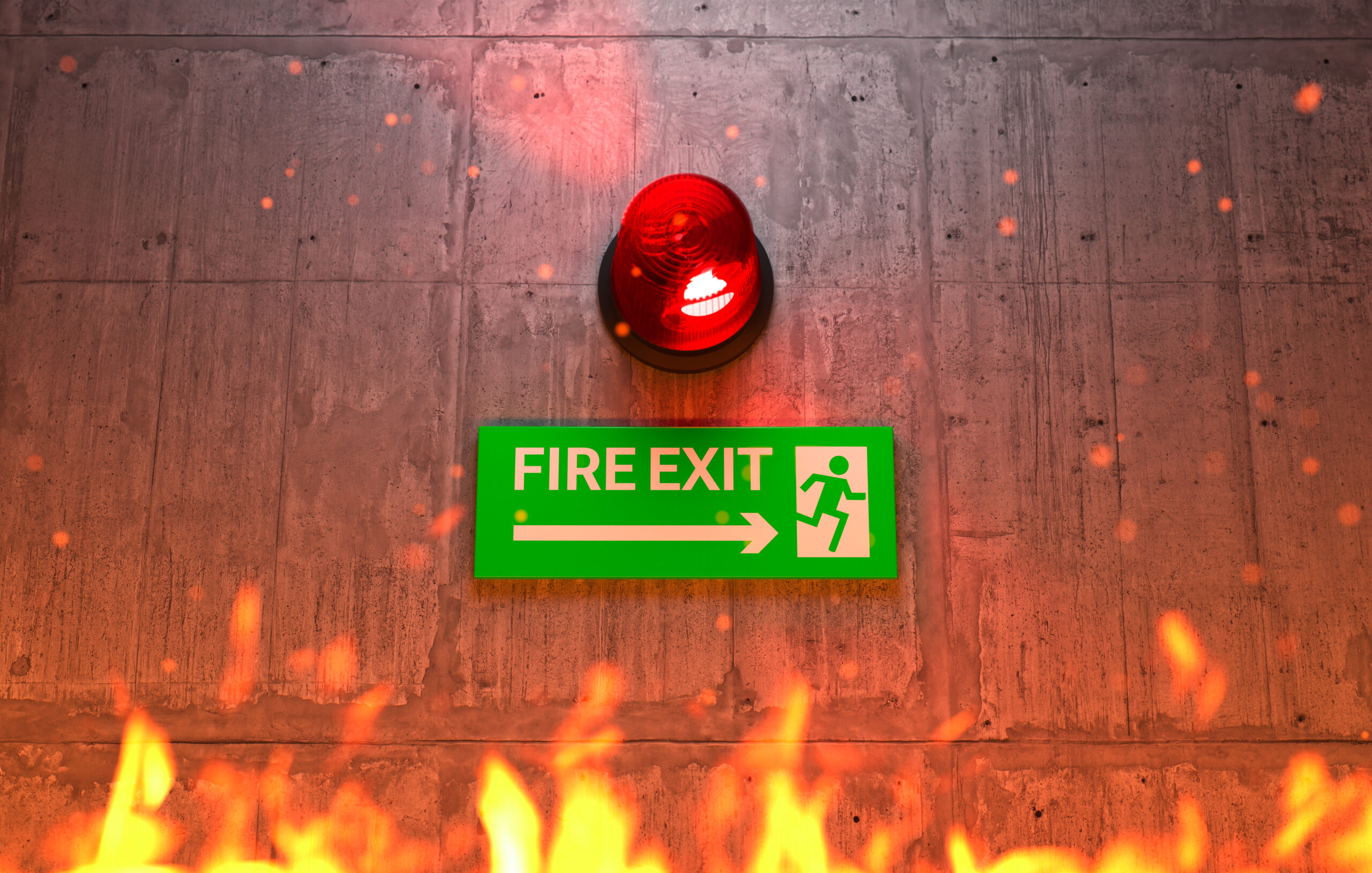 emergency exit sign with siren light direction emergency exit scaled