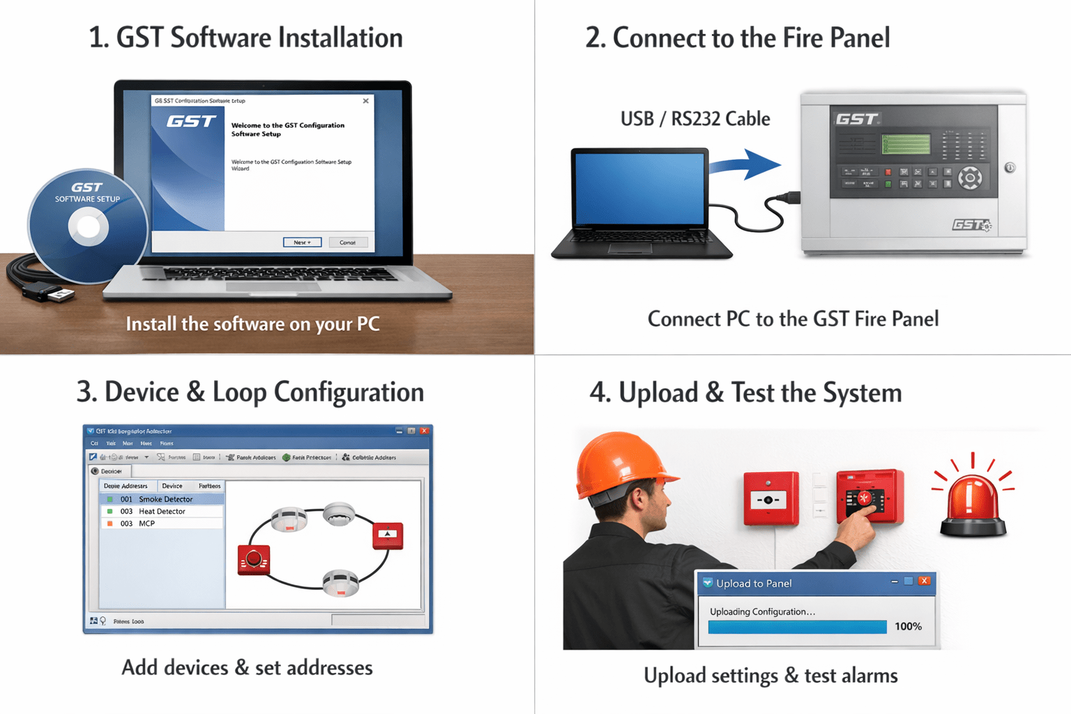GST fire panel configuration